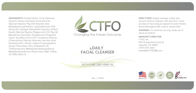 ctfo daily facial cleanser label