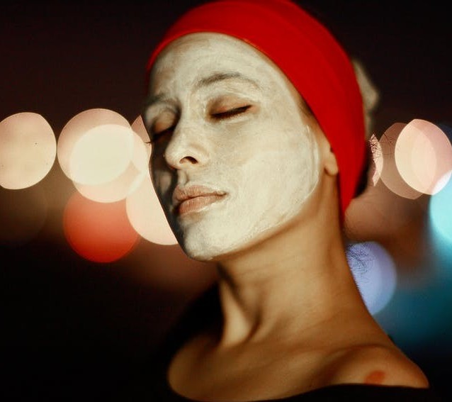 moisturizing cream mask on a woman