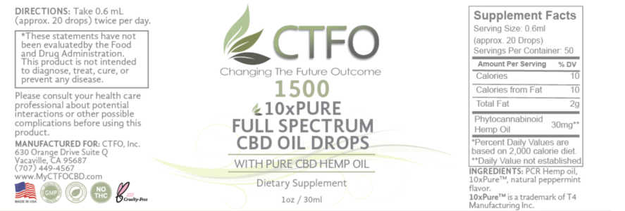 ctfo 10xpure 1500 label