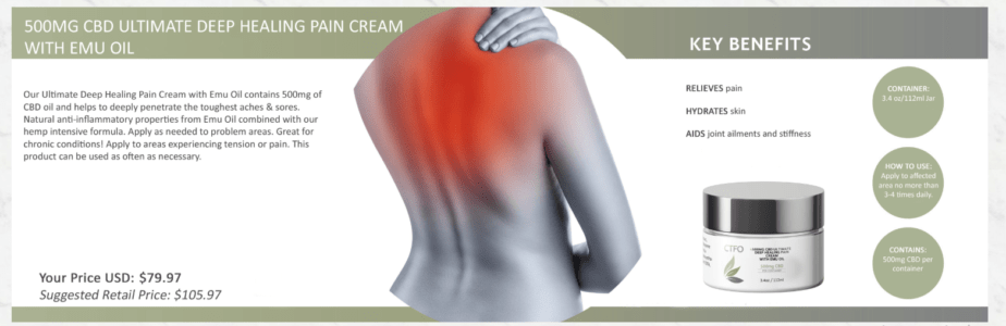 ctfo cbd ultimate deep healing pain cream with emu oil image