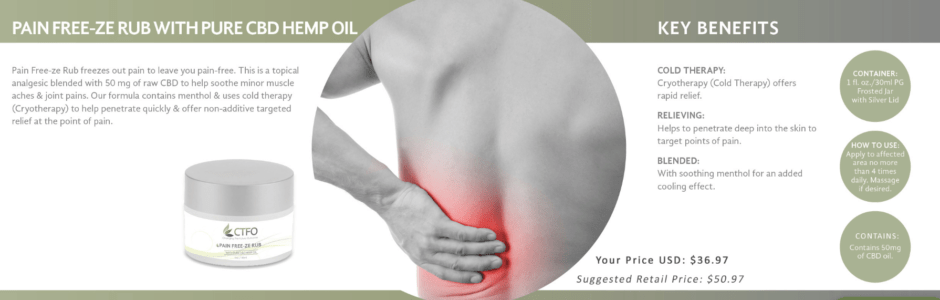 ctfo pain freeze pain rub with pure cbd hemp oil back pain area