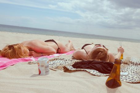 tanning ladies on the beach