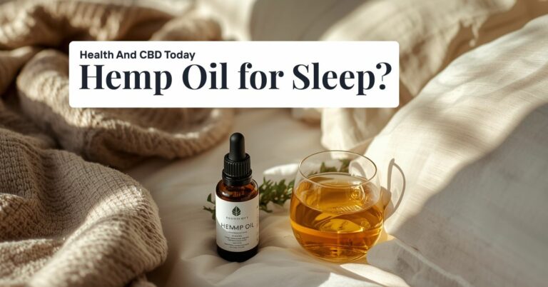 Hemp oil bottle and tea in a calm bedtime setting